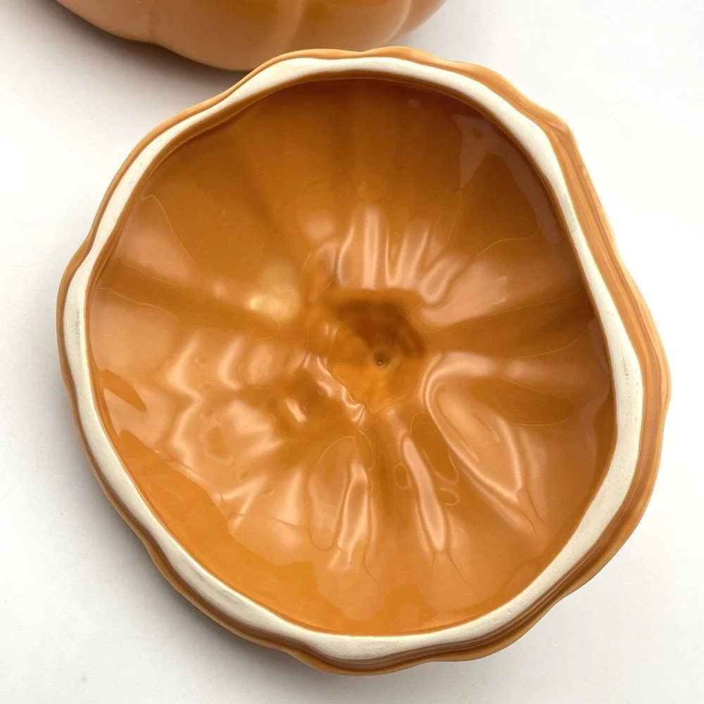 Barbara Eigen Harry & David‎ Pumpkin Covered Tureen Bowl Portugal Ceramic 9